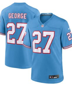 Men's Tennessee Titans Eddie George Light Blue Oilers Throwback Retired Player Game Jersey JS7996 nicesnker