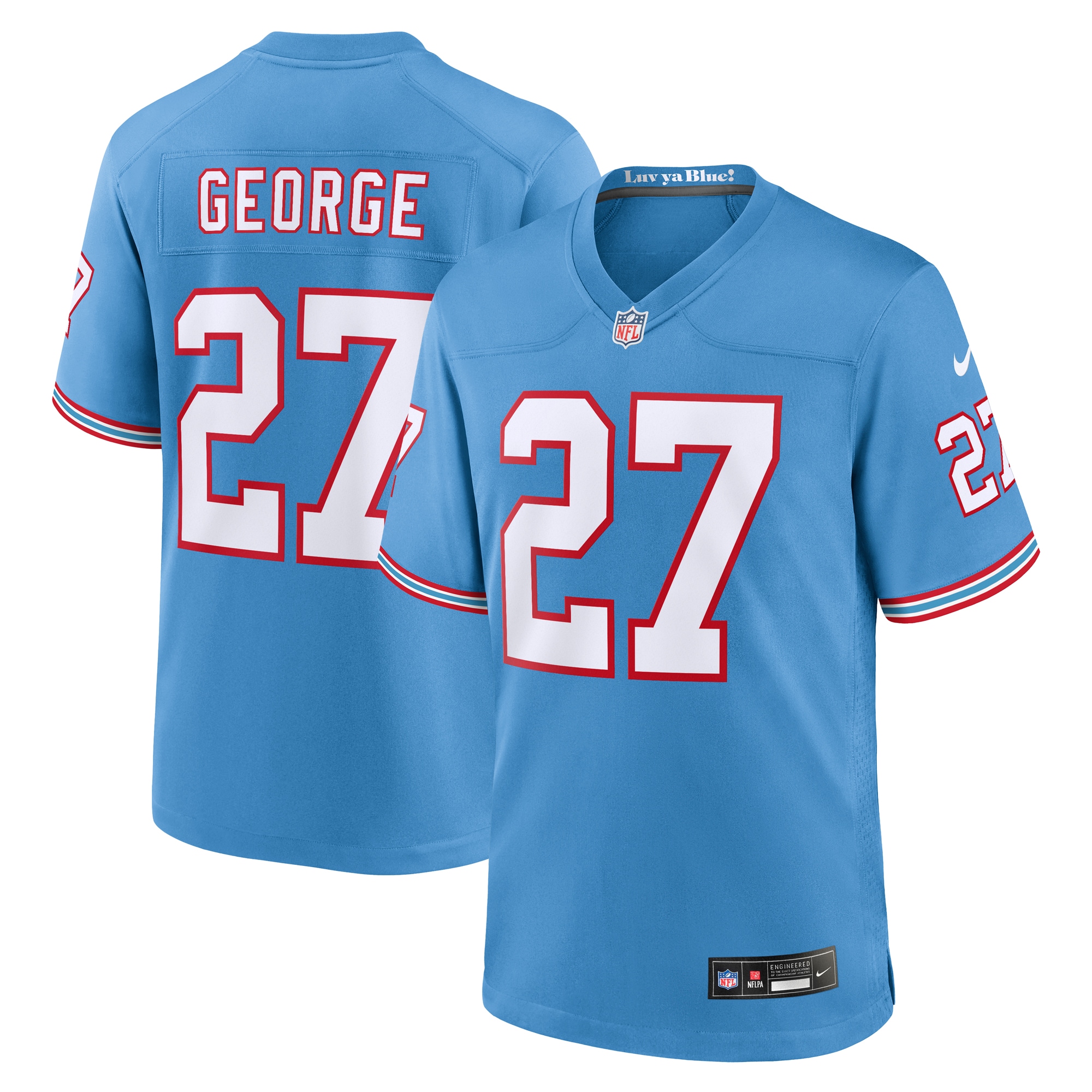 Men's Tennessee Titans Eddie George Light Blue Oilers Throwback Retired Player Game Jersey JS7996 nicesnker