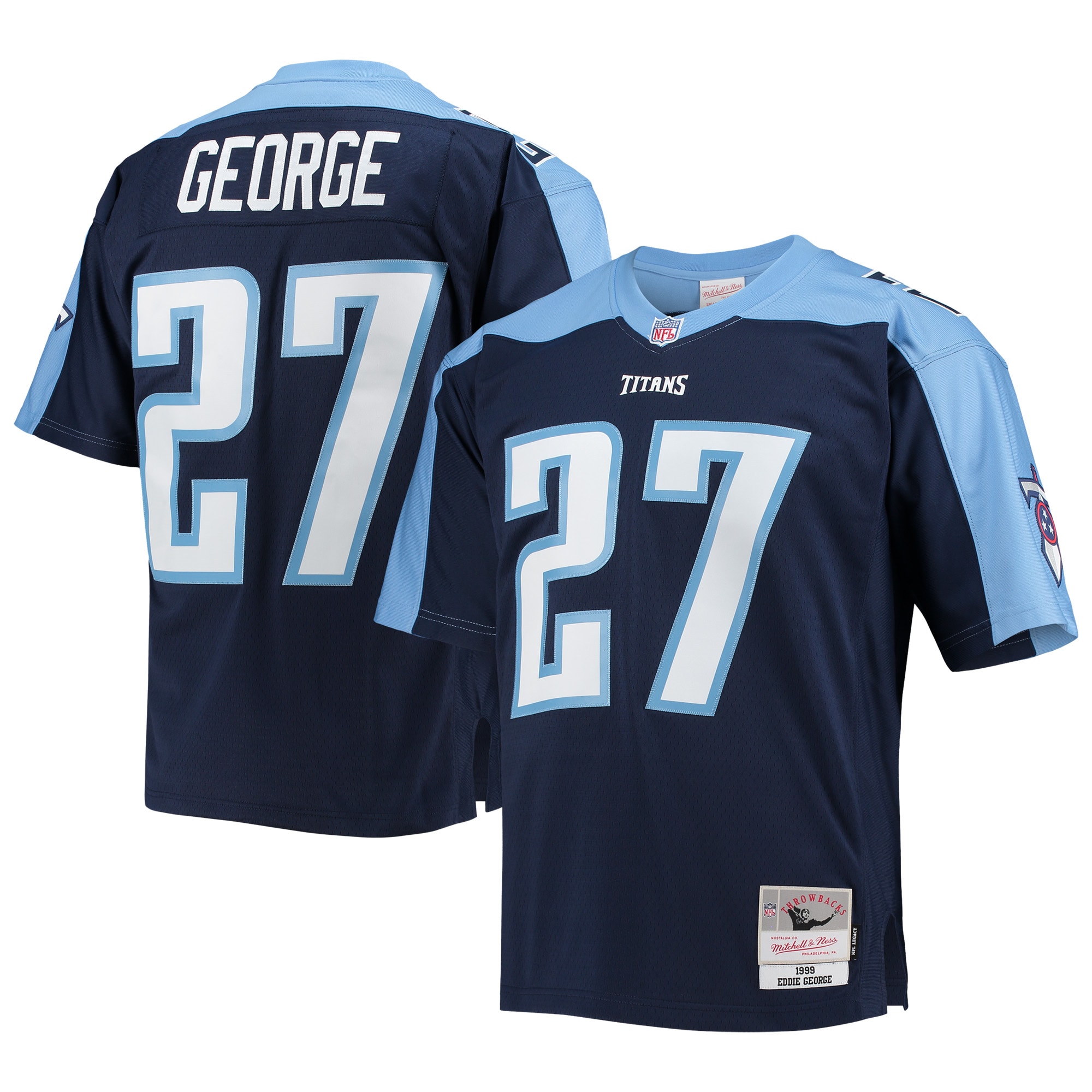 Men's Tennessee Titans Eddie George Mitchell & Ness Navy Legacy Jersey JS3642 nicesnker