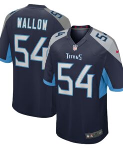 Men's Tennessee Titans Garret Wallow Navy Game Jersey JS3074 nicesnker