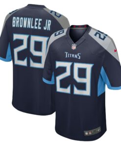 Men's Tennessee Titans Jarvis Brownlee Jr. Navy Game Jersey JS1308 nicesnker