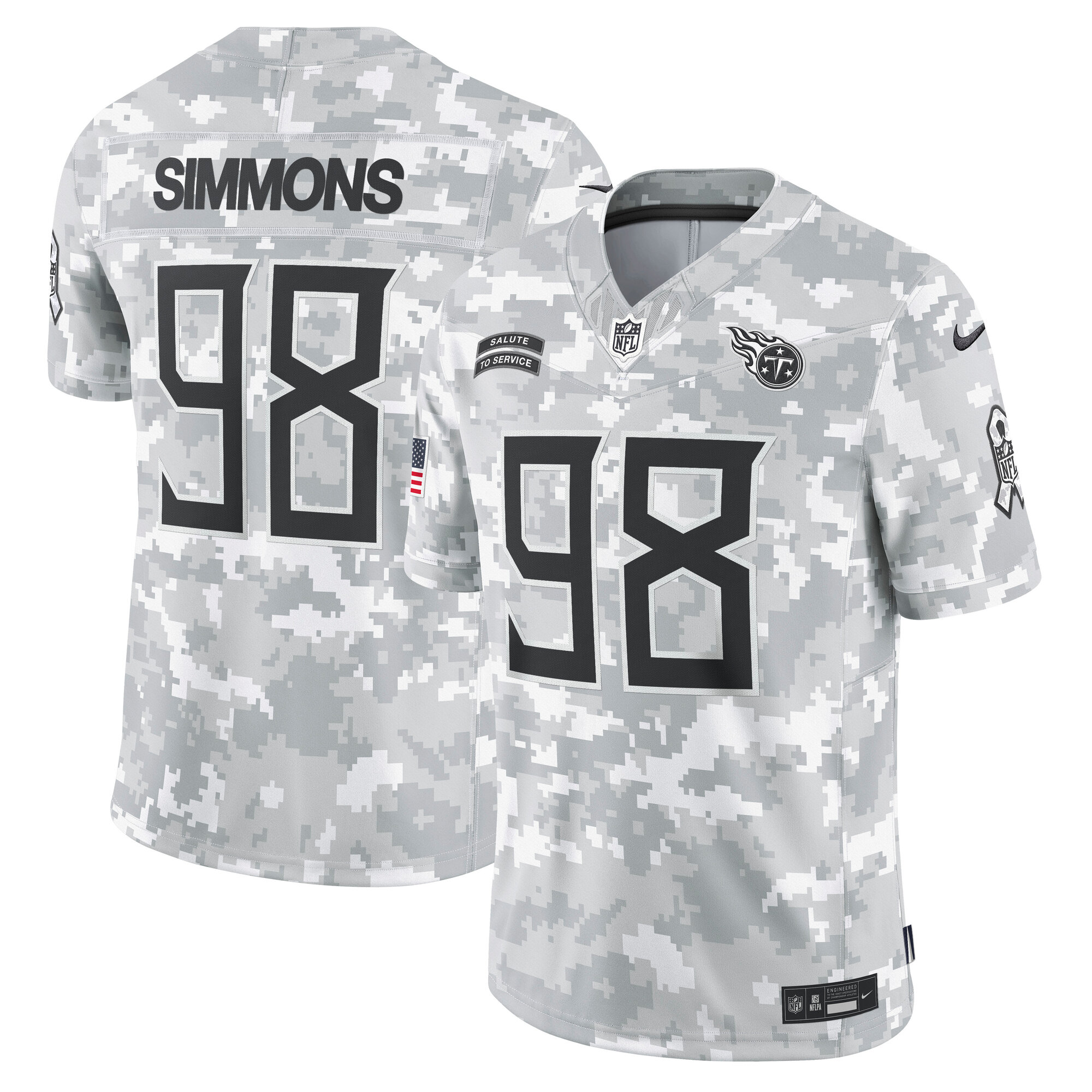 Men's Tennessee Titans Jeffery Simmons Arctic Camo 2024 Salute to Service Limited Jersey JS2744 nicesnker