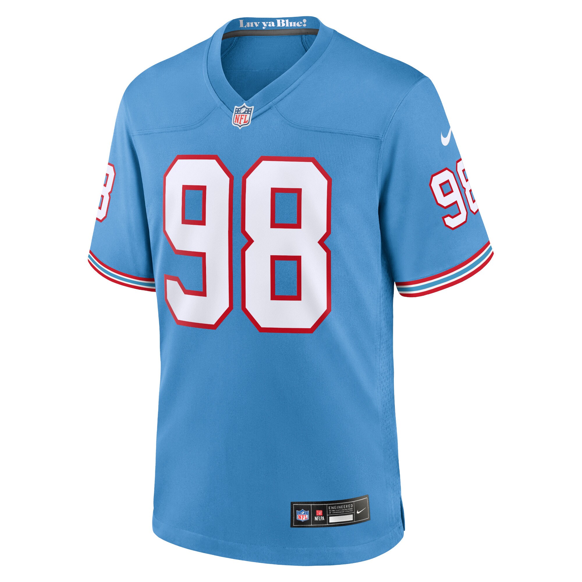 Men's Tennessee Titans Jeffery Simmons Light Blue Oilers Throwback Alternate Game Player Jersey JS5195 nicesnker - Image 2