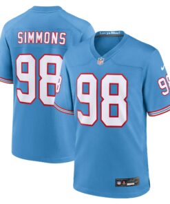 Men's Tennessee Titans Jeffery Simmons Light Blue Oilers Throwback Alternate Game Player Jersey JS5195 nicesnker