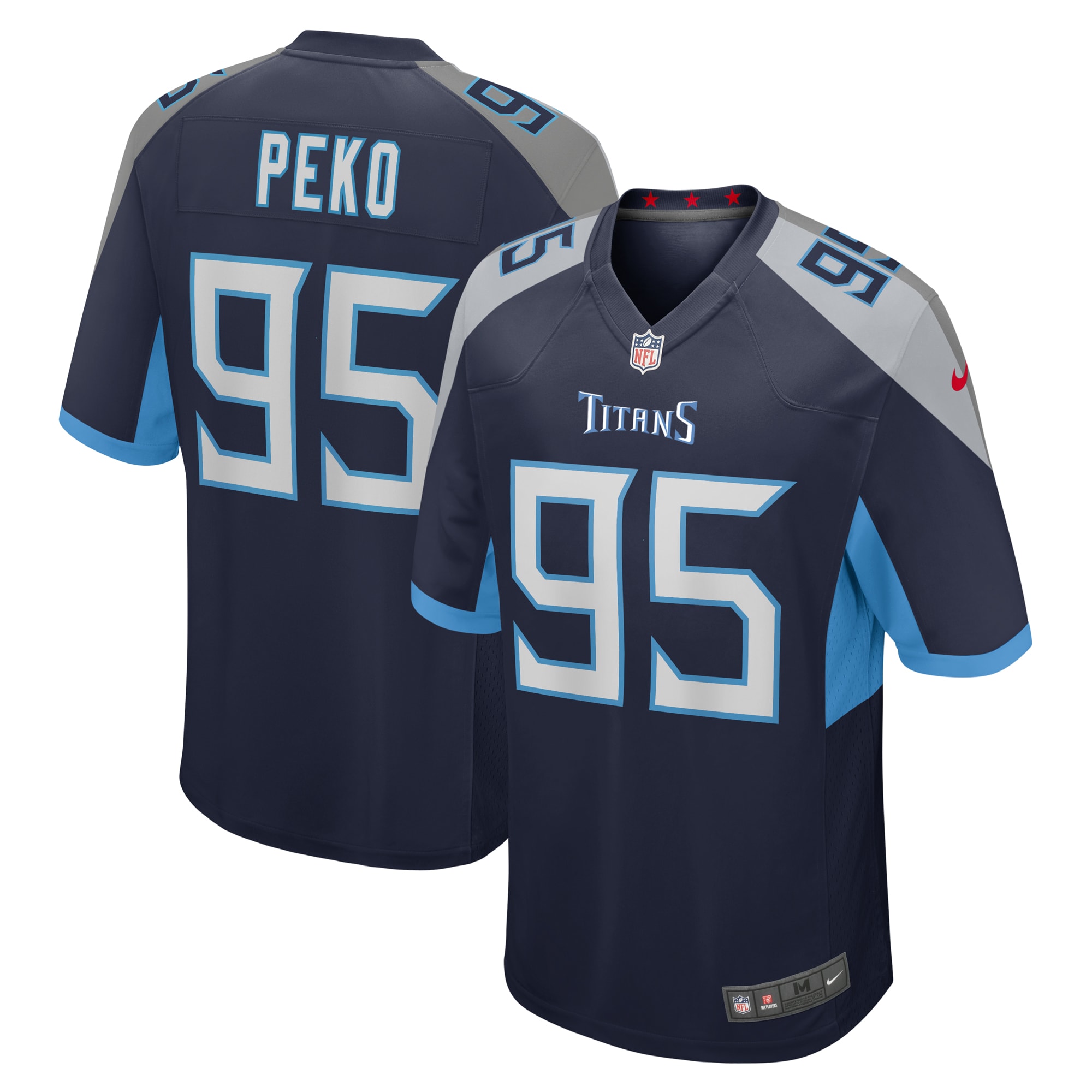 Men's Tennessee Titans Kyle Peko Navy Team Game Jersey JS5525 nicesnker