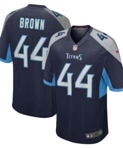 Men's Tennessee Titans Mike Brown Navy Game Jersey JS2977 nicesnker