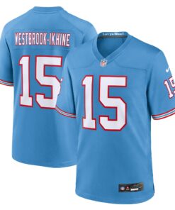 Men's Tennessee Titans Nick Westbrook-Ikhine Light Blue Oilers Throwback Player Game Jersey JS7096 nicesnker