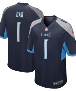 Men's Tennessee Titans Number 1 Dad Navy Game Jersey JS8326 nicesnker