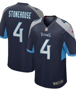 Men's Tennessee Titans Ryan Stonehouse Navy Game Player Jersey JS9228 nicesnker
