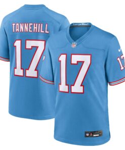 Men's Tennessee Titans Ryan Tannehill Light Blue Oilers Throwback Alternate Game Player Jersey JS6437 nicesnker