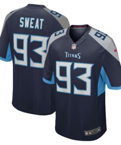 Men's Tennessee Titans T'Vondre Sweat Navy Team Game Jersey JS9080 nicesnker
