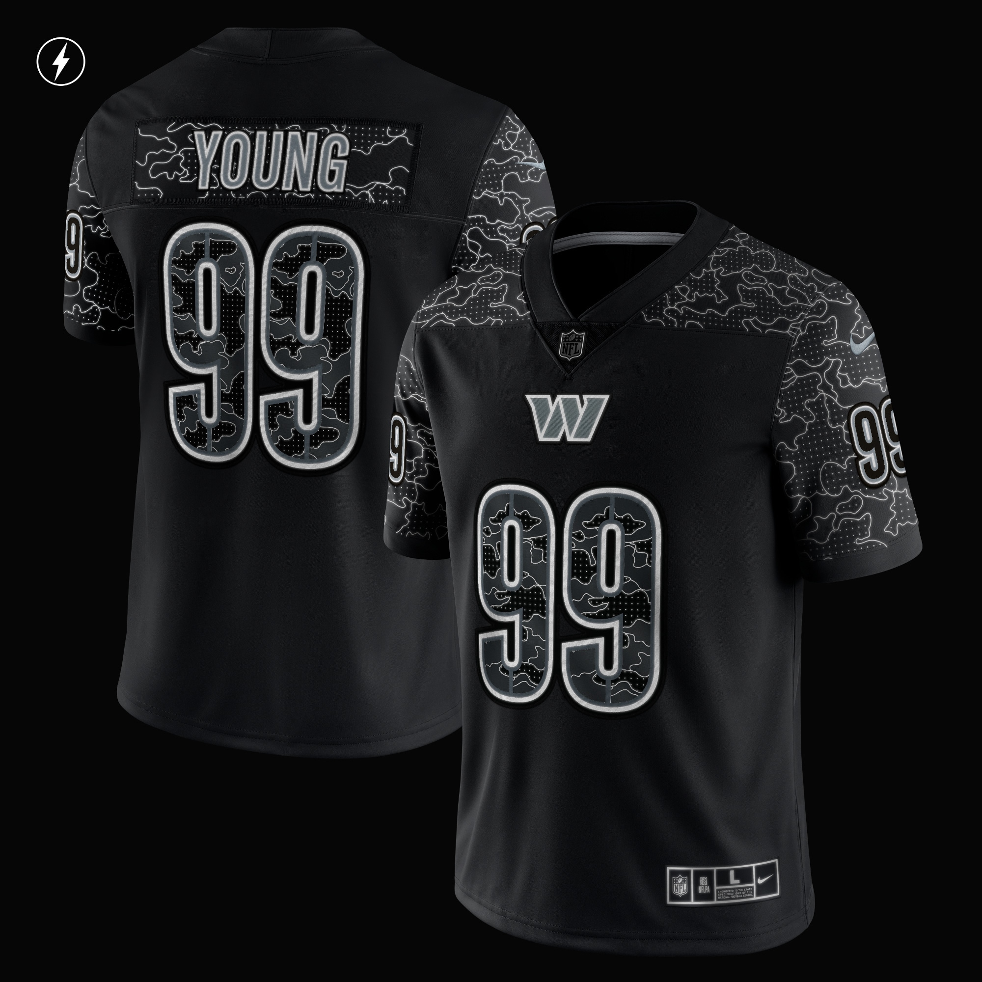 Men's Washington Commanders Chase Young Black RFLCTV Limited Jersey JS9702 nicesnker - Image 2