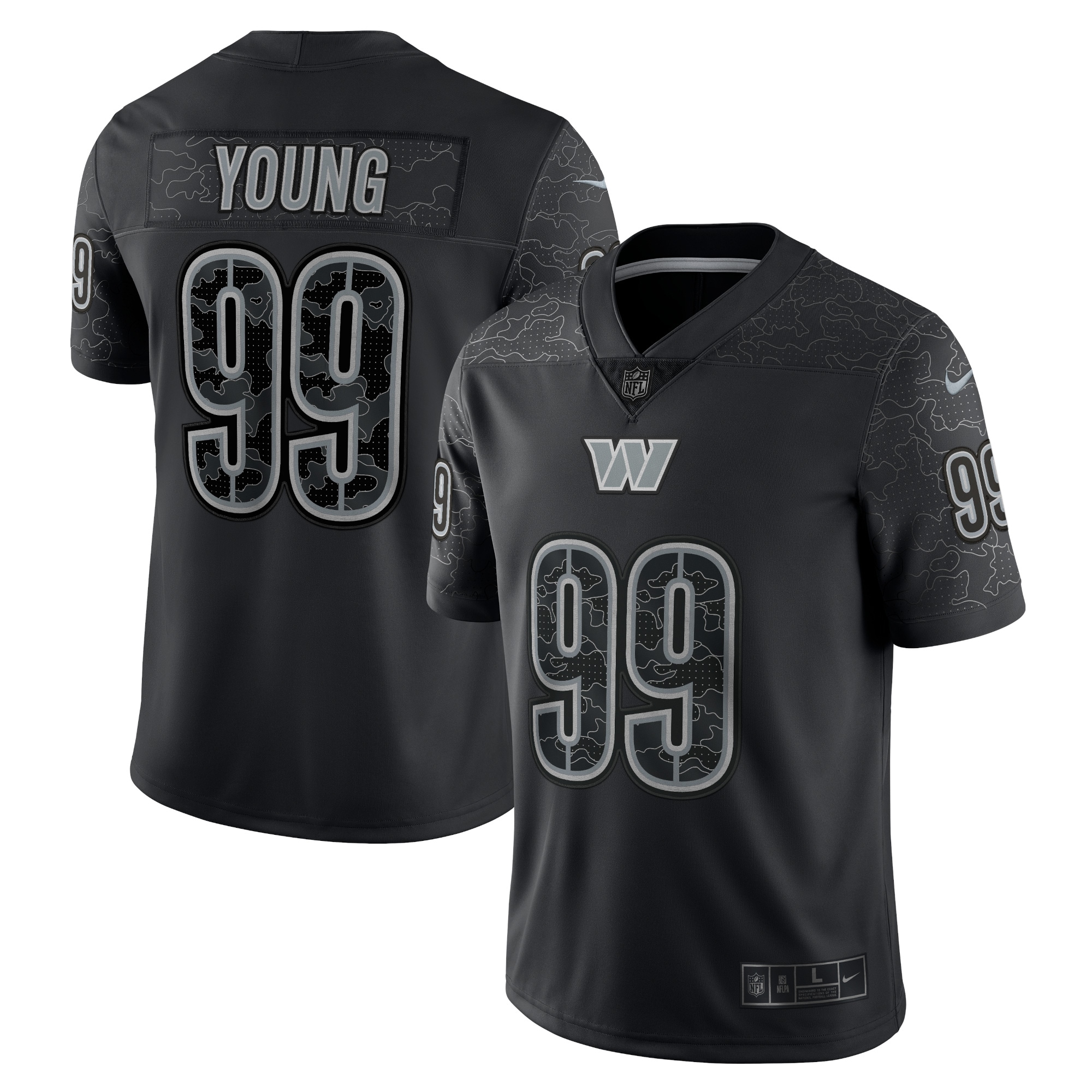 Men's Washington Commanders Chase Young Black RFLCTV Limited Jersey JS9702 nicesnker
