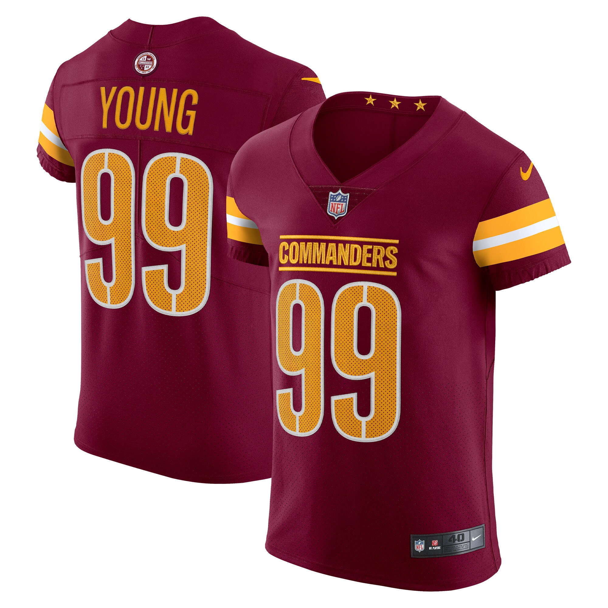 Men's Washington Commanders Chase Young Burgundy Vapor Elite Jersey JS7921 nicesnker