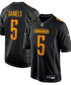 Men's Washington Commanders Jayden Daniels Carbon Black Fashion Jersey JS6121 nicesnker