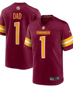Men's Washington Commanders Number 1 Dad Burgundy Game Jersey JS5099 nicesnker