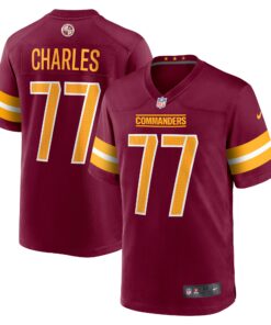Men's Washington Commanders Saahdiq Charles Burgundy Game Jersey JS6007 nicesnker