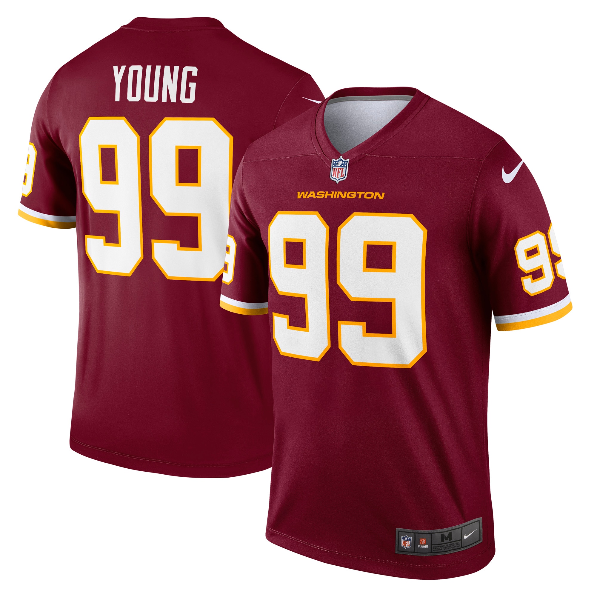Men's Washington Football Team Chase Young Burgundy Team Legend Player Performance Top JS4800 nicesnker