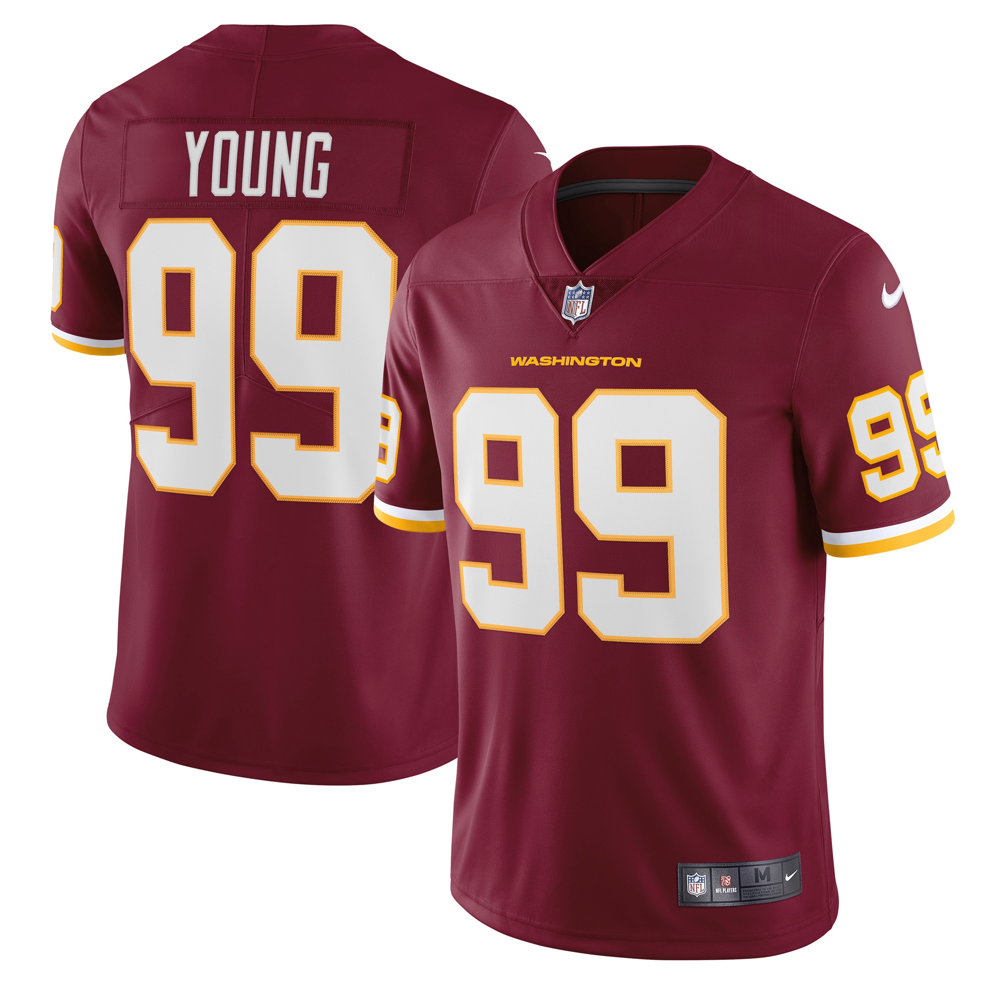 Men's Washington Football Team Chase Young Burgundy Vapor Limited Jersey JS7238 nicesnker