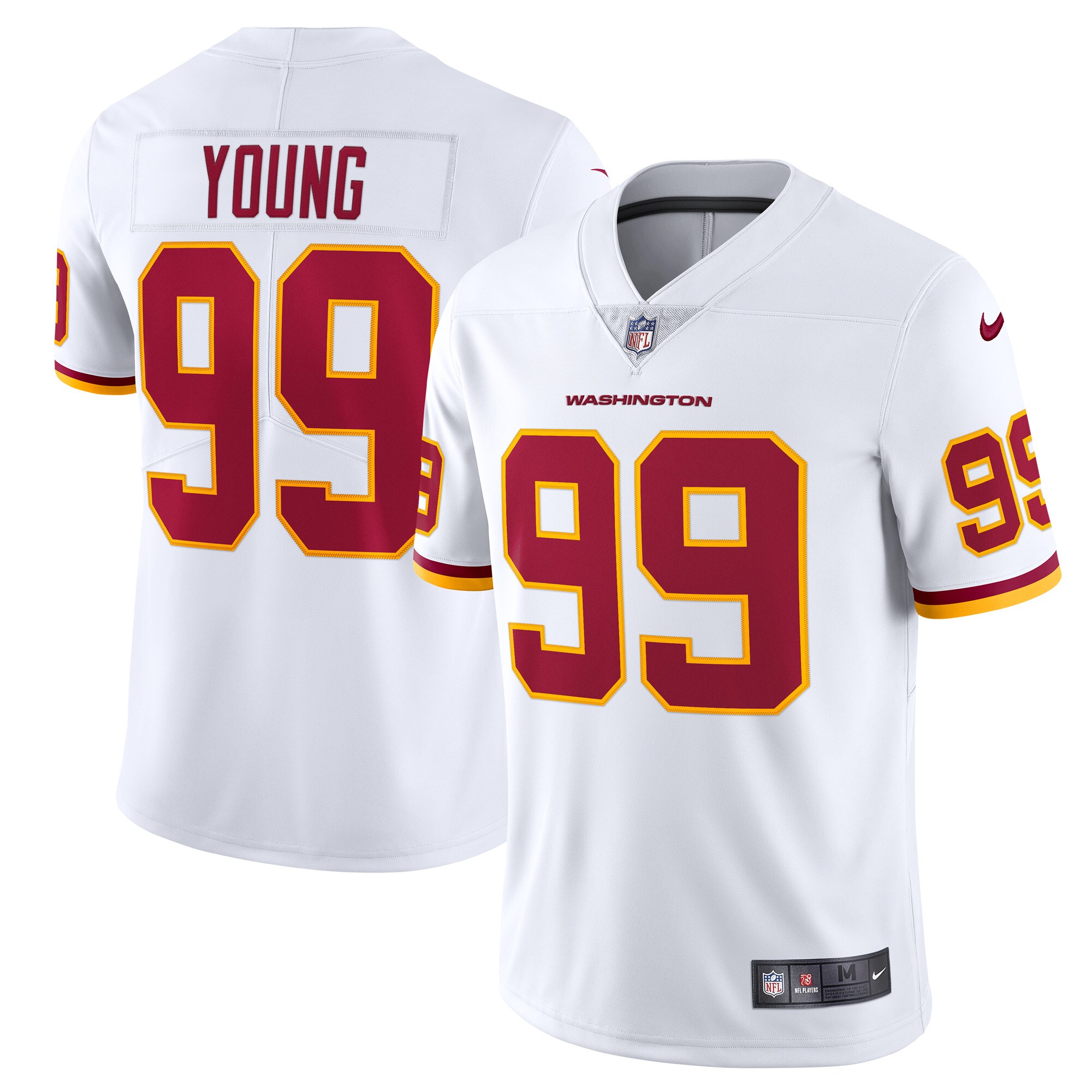 Men's Washington Football Team Chase Young White Vapor Limited Jersey JS2808 nicesnker