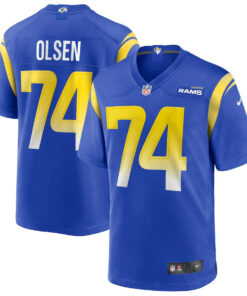 Merlin Olsen 74 Los Angeles Rams Men Game Retired Jersey - Royal JS3105 nicesnker
