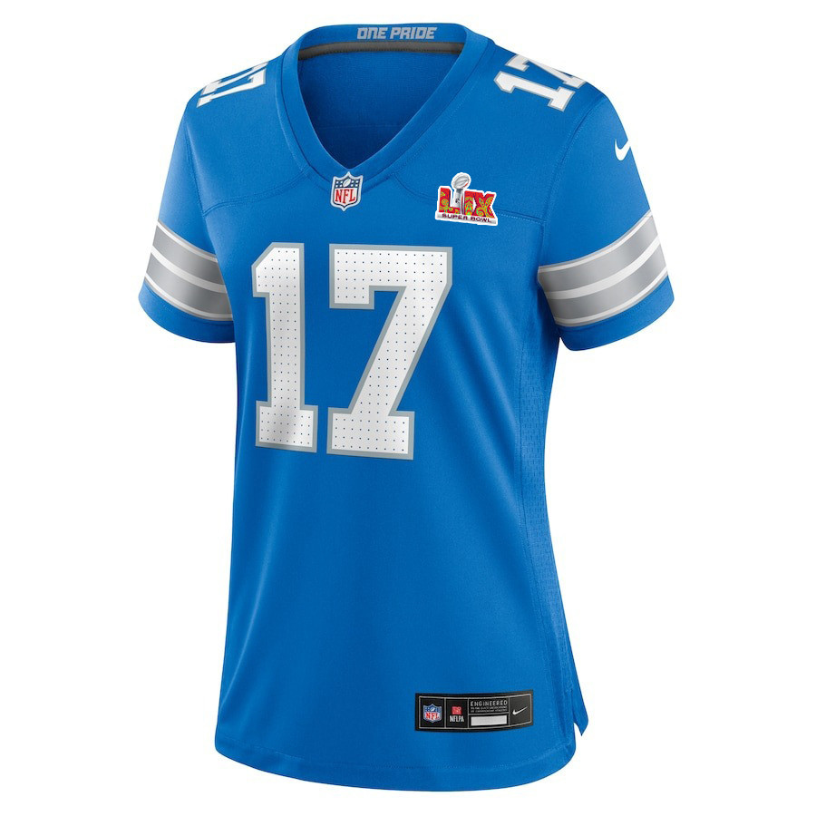 Michael Badgley #17 Detroit Lions Super Bowl LIX Women's Jersey - Blue JS5602 nicesnker - Image 2