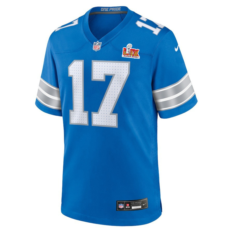 Michael Badgley #17 Detroit Lions Super Bowl LIX YOUTH Jersey - Blue JS3424 nicesnker - Image 2