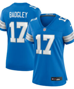 Michael Badgley 17 Detroit Lions Women's Team Game Jersey - Blue JS5123 nicesnker