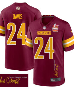 Michael Davis 24 Washington Commanders Super Bowl LIX Champions Patch 'New Orleans - Where Passion Ignites' EMBROIDERED Game Men Jersey - Burgundy JS3959 nicesnker