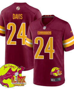 Michael Davis 24 Washington Commanders Super Bowl LIX New Orleans Patch Game Men Jersey - Burgundy JS6365 nicesnker