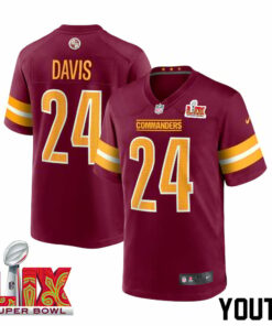 Michael Davis #24 Washington Commanders Super Bowl LIX Youth Jersey - Burgundy JS7401 nicesnker