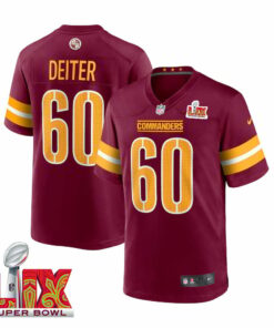 Michael Deiter #60 Washington Commanders Super Bowl LIX Jersey - Men's - Burgundy JS3511 nicesnker