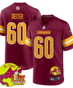 Michael Deiter 60 Washington Commanders Super Bowl LIX New Orleans Patch Game Men Jersey - Burgundy JS7664 nicesnker