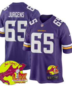 Michael Jurgens 65 Minnesota Vikings Super Bowl LIX New Orleans Patch Game Men Jersey - Purple JS4395 nicesnker