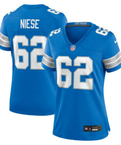 Michael Niese 62 Detroit Lions Women's Team Game Jersey - Blue JS3542 nicesnker