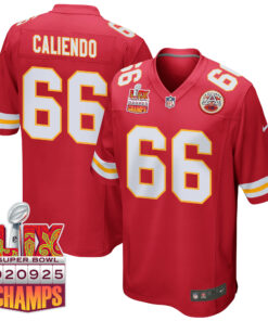 Mike Caliendo 66 Kansas City Chiefs Super Bowl LIX Champions Patch Game Men Jersey - Red JS2233 nicesnker