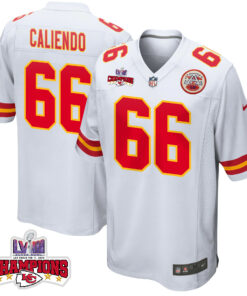 Mike Caliendo 66 Kansas City Chiefs Super Bowl LVIII Champions 4 Stars Patch Game Men Jersey - White JS3624 nicesnker
