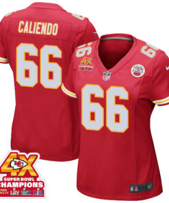 Mike Caliendo 66 Kansas City Chiefs Super Bowl LVIII Champions 4X Game Women Jersey - Red JS1533 nicesnker