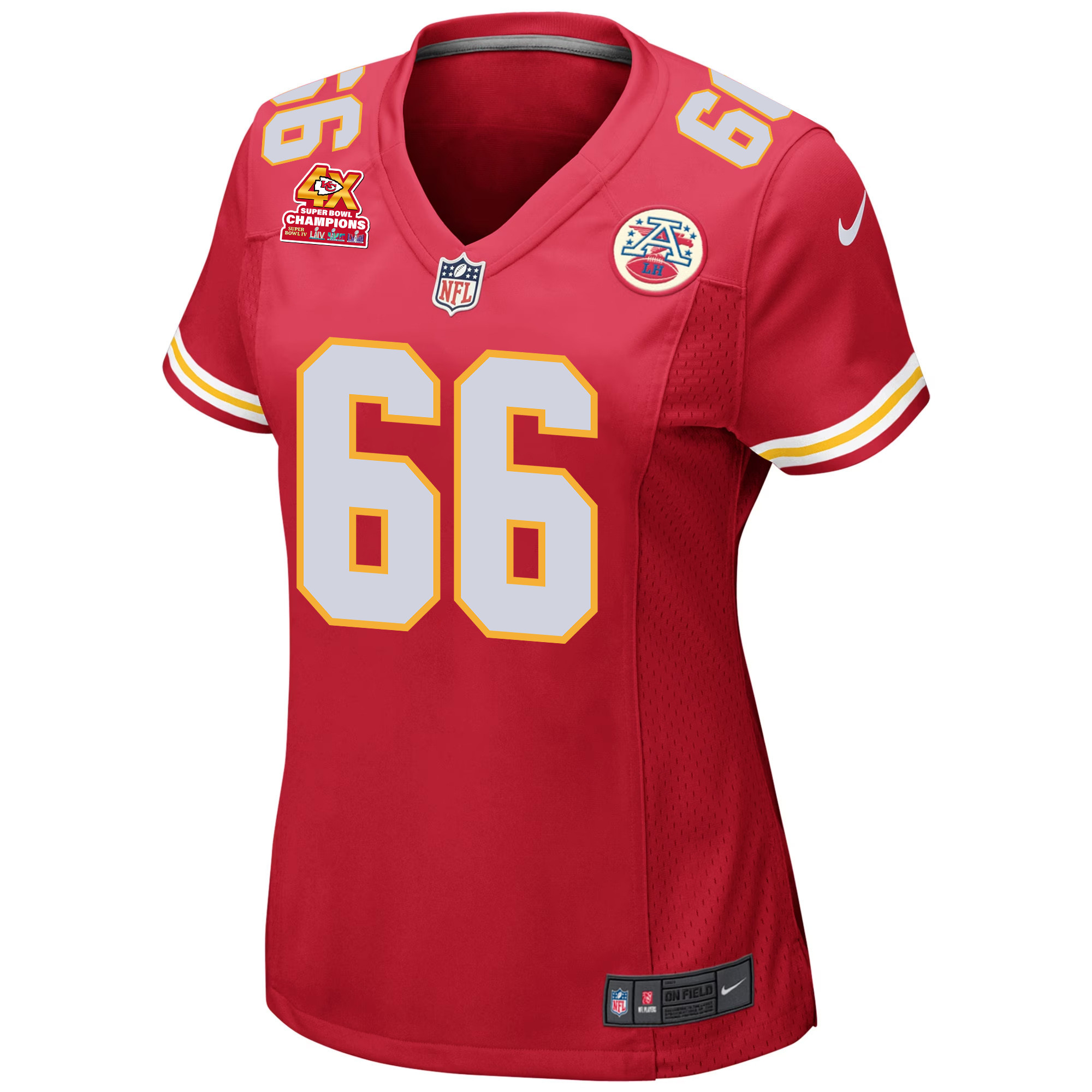 Mike Caliendo 66 Kansas City Chiefs Super Bowl LVIII Champions 4X Game Women Jersey - Red JS1533 nicesnker - Image 2