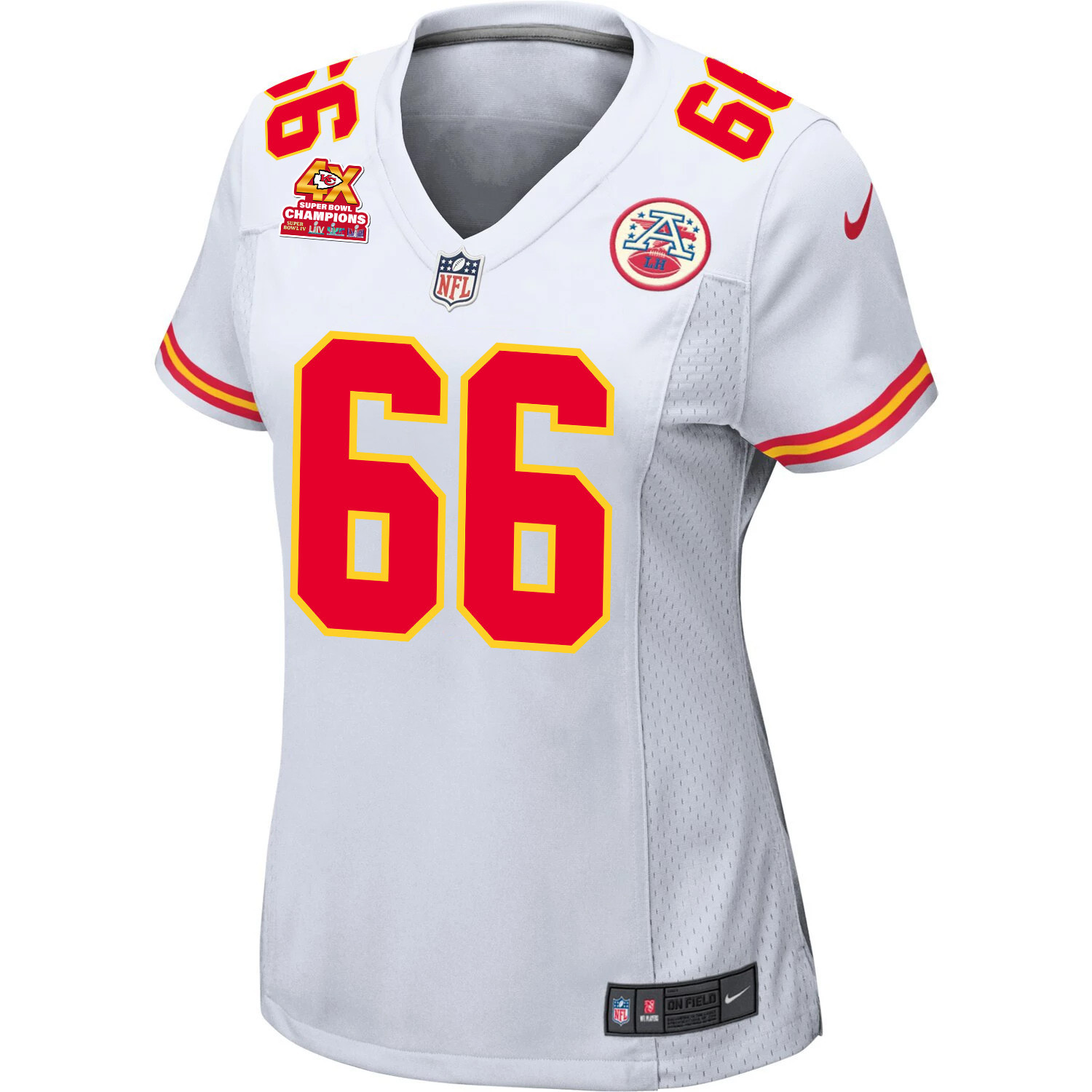 Mike Caliendo 66 Kansas City Chiefs Super Bowl LVIII Champions 4X Game Women Jersey - White JS6412 nicesnker - Image 2