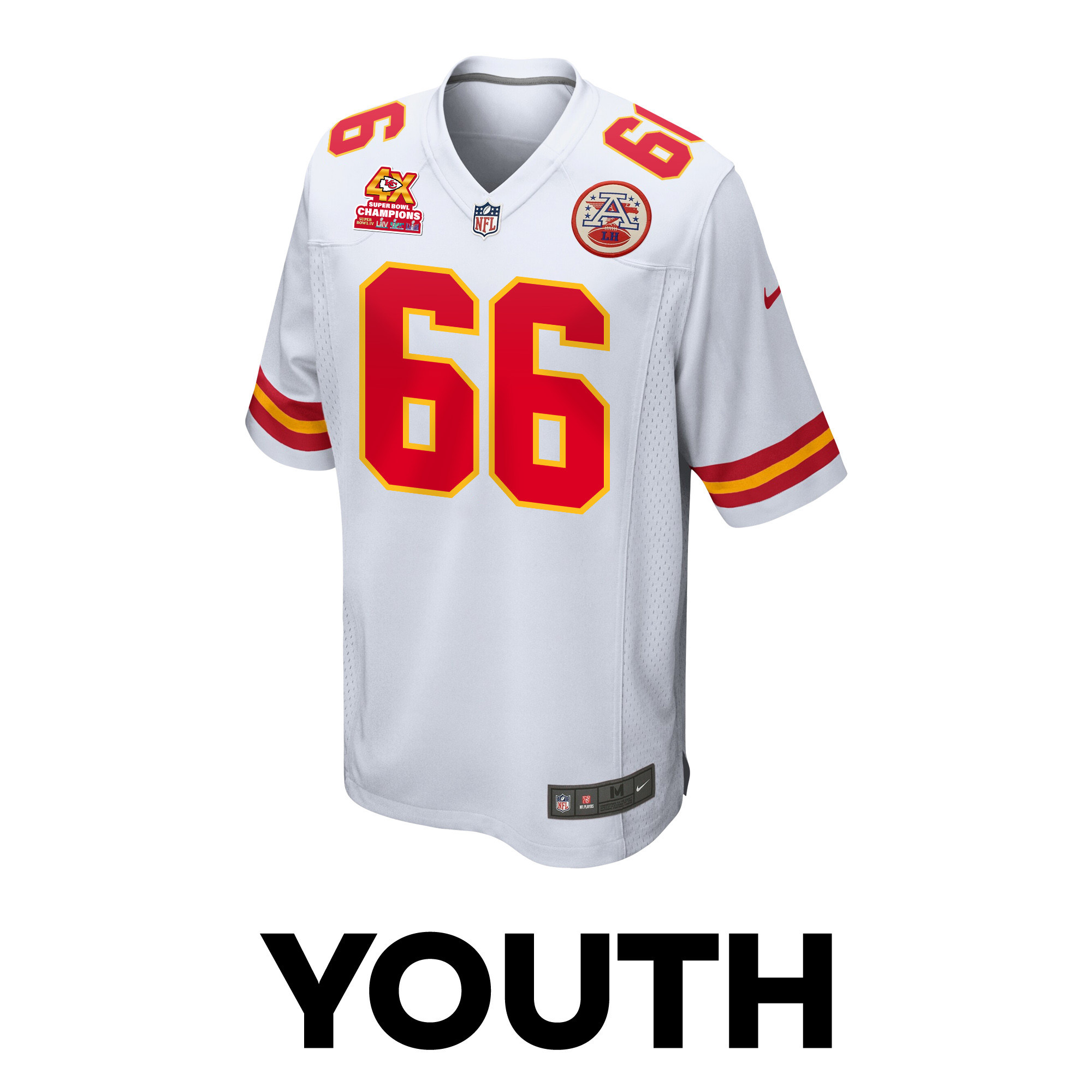 Mike Caliendo 66 Kansas City Chiefs Super Bowl LVIII Champions 4X Game YOUTH Jersey - White JS2543 nicesnker - Image 2