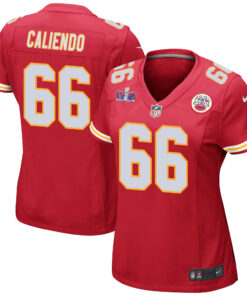 Mike Caliendo 66 Kansas City Chiefs Super Bowl LVIII Patch Game Women Jersey - Red JS3309 nicesnker