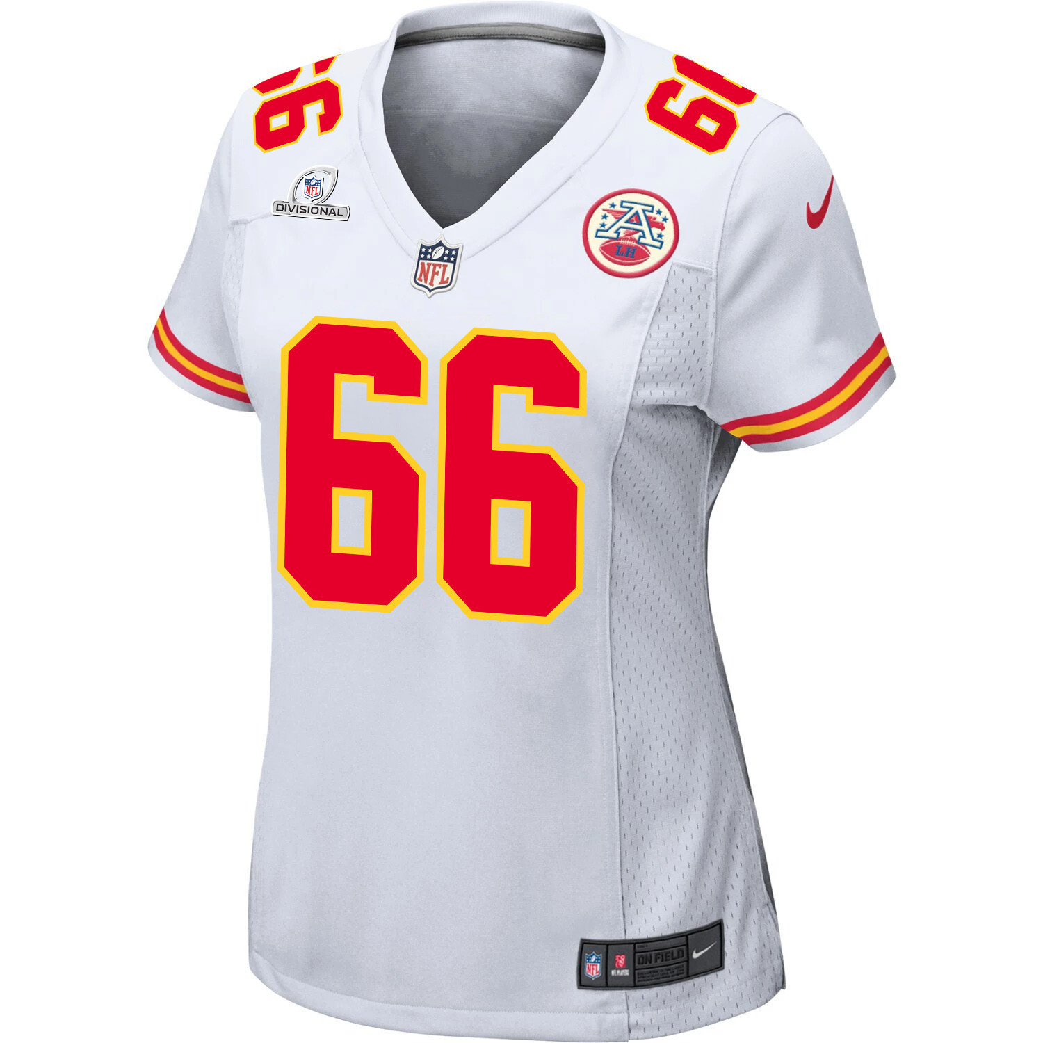Mike Caliendo 66 Kansas City Chiefs Super Bowl LVIII Patch Game Women Jersey - White JS8314 nicesnker - Image 2