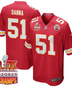 Mike Danna 51 Kansas City Chiefs Super Bowl LIX Champions Patch Game Men Jersey - Red JS1938 nicesnker