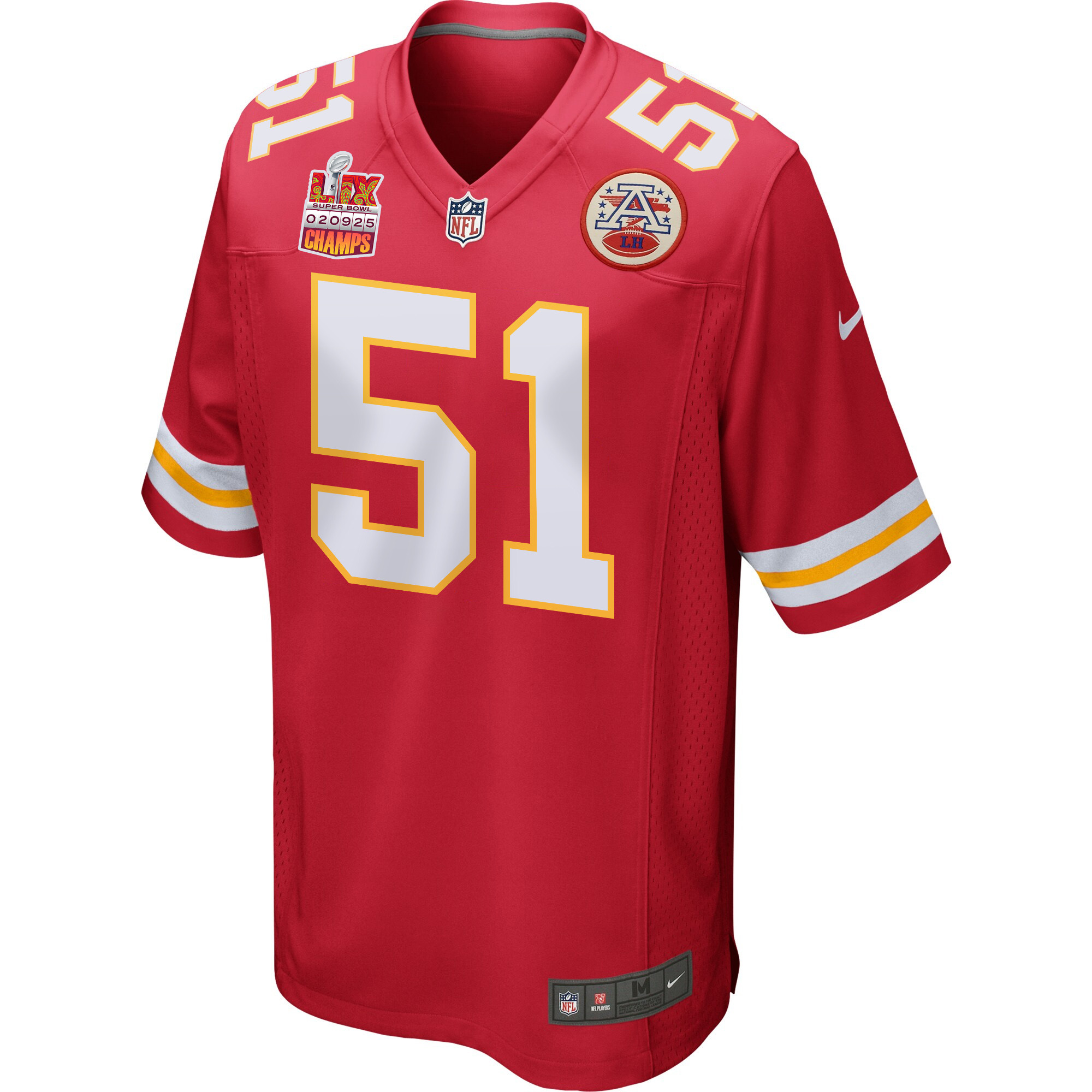Mike Danna 51 Kansas City Chiefs Super Bowl LIX Champions Patch Game Men Jersey - Red JS1938 nicesnker - Image 3