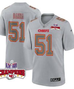 Mike Danna 51 Kansas City Chiefs Super Bowl LVIII Champions 4 Stars Patch Atmosphere Fashion Game Men Jersey - Gray JS3076 nicesnker