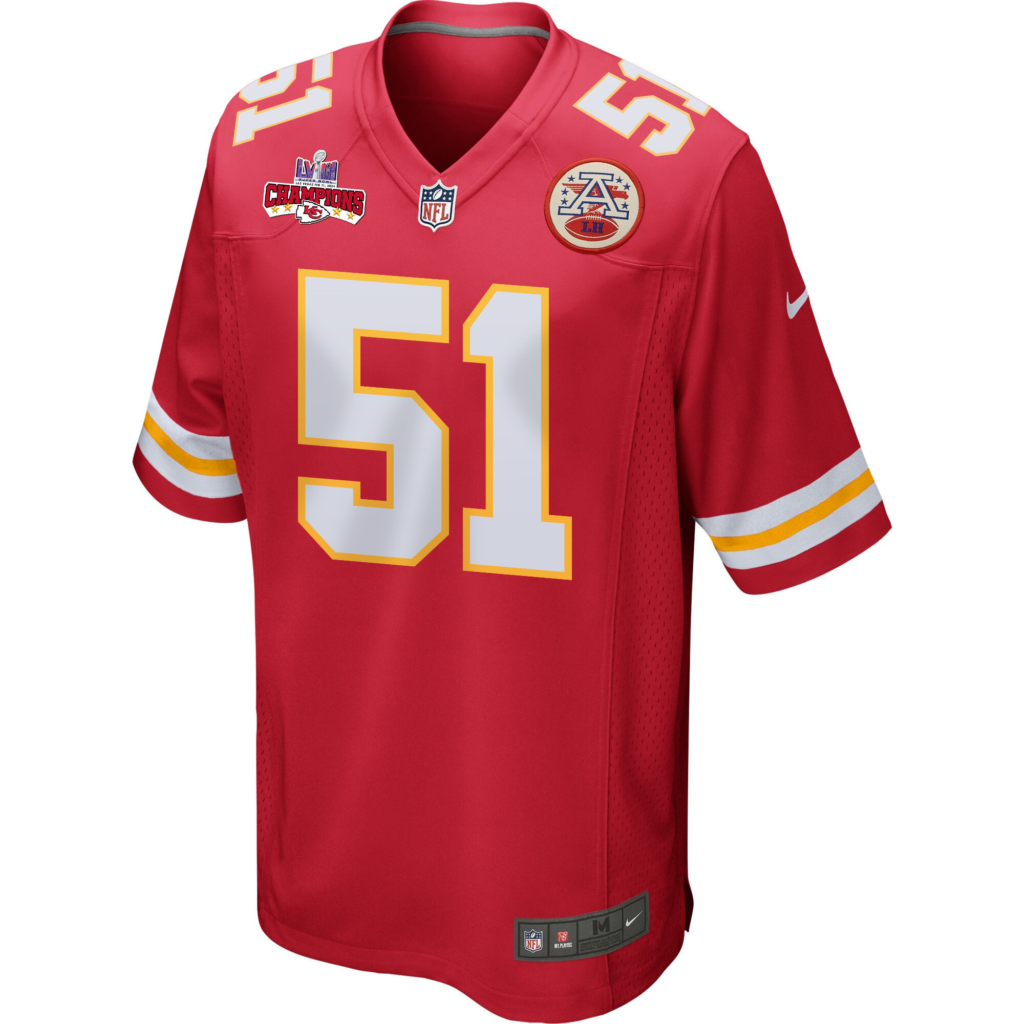 Mike Danna 51 Kansas City Chiefs Super Bowl LVIII Champions 4 Stars Patch Game Men Jersey - Red JS6635 nicesnker - Image 2