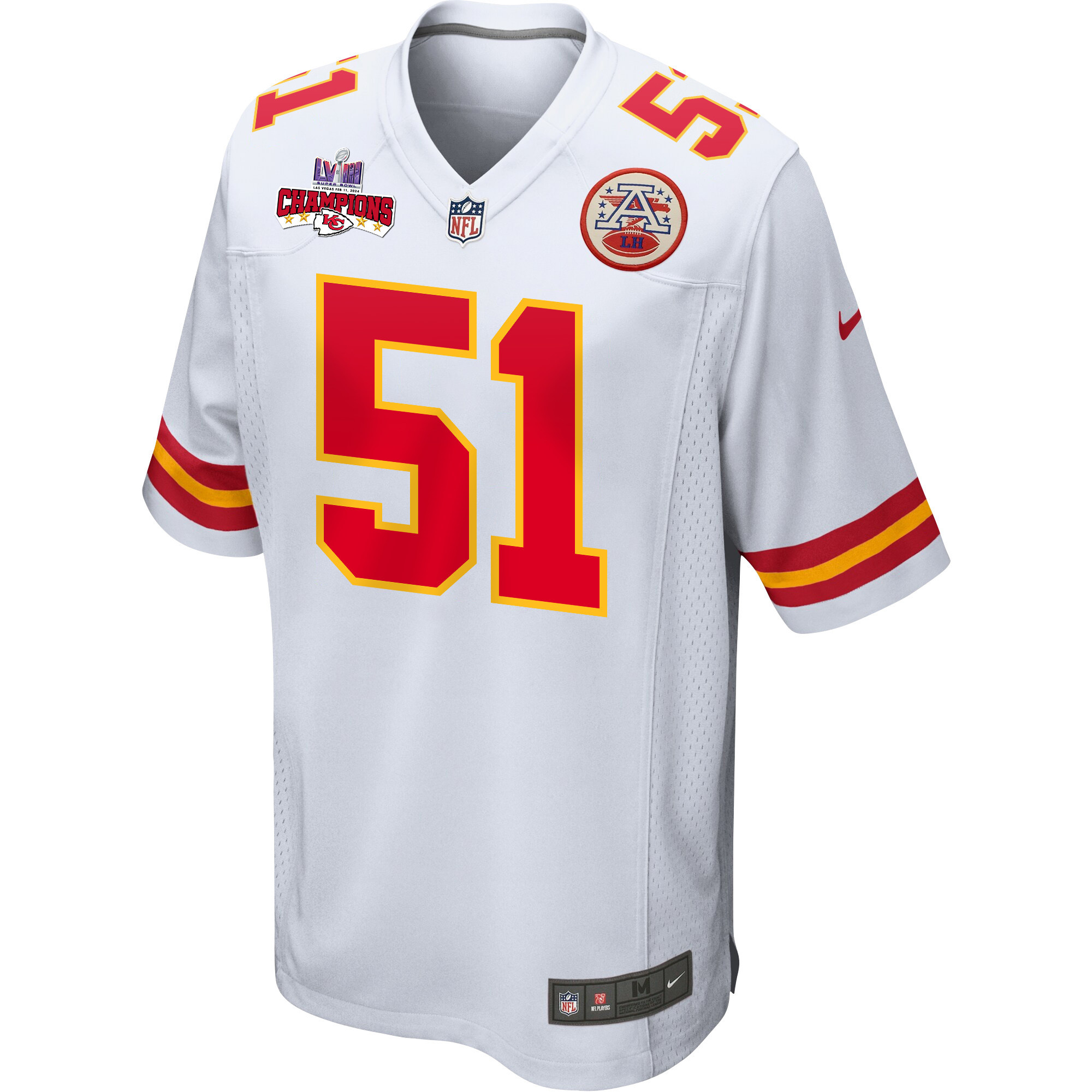 Mike Danna 51 Kansas City Chiefs Super Bowl LVIII Champions 4 Stars Patch Game Men Jersey - White JS1589 nicesnker - Image 2