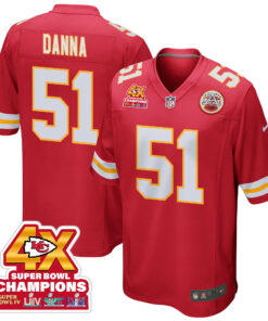 Mike Danna 51 Kansas City Chiefs Super Bowl LVIII Champions 4X Game Men Jersey - Red JS7767 nicesnker
