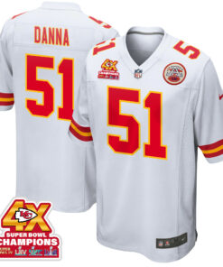 Mike Danna 51 Kansas City Chiefs Super Bowl LVIII Champions 4X Game Men Jersey - White JS7521 nicesnker